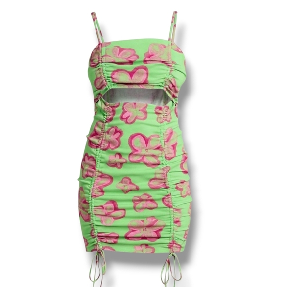Wild Fable Women’s Green Cut Out Ruched Front Rayon Bodycon Dress Size Small - Picture 1 of 7